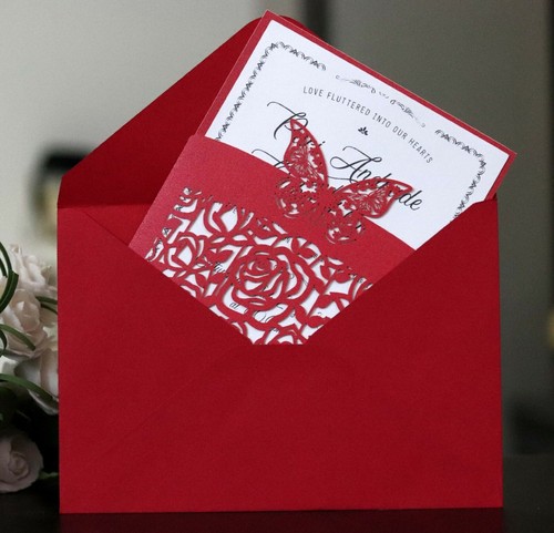 Laser Cut Rose Butterfly Wedding Invitation Card Hotel Business Greeting Cards - Picture 4 of 24