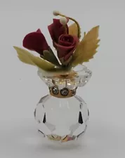 Crystal de Lites by Manon 3 Red Roses Crystal  Excellent Condition