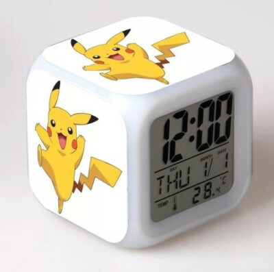 Pokemon Led Alarm Clock 7 Colors Interchangeable Thermometer Function 