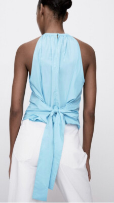 zara halter top blue