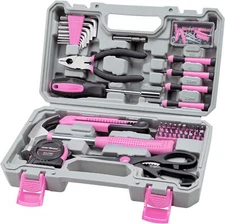 CARTMAN Pink 126 Piece Tool Set: for Women, General Household Hand Tool Kit Pink