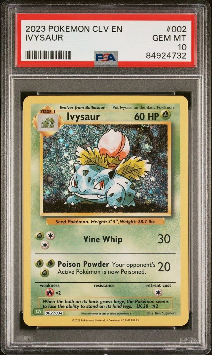 PSA 10 Gem Mint Ivysaur 002/034 CLV Holo Rare Pokémon TCG PSA 10 Gem Mint Ivysaur 002/034 CLV Holo Rare Pokémon TCG