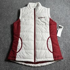 New Nfl Washington Womens Size Small White Burgundy Full Zip Puffer Vest Coat