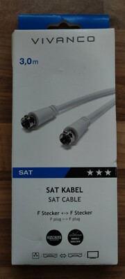 Vivanco SAT Kabel Satellitenkabel Receiveranschluss 2x F-Stecker DVB-S2 - NEU