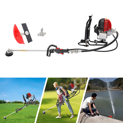 Backpack 4 Stroke Brush Cutter & Water Pump 2 in1 Grass Hedge Trimmer Lawn Mower