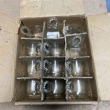 12 Vintage Hazel Atlas "Orchard Crystal" Punch Cups - Beaded Handle