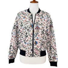 Eva Longoria Multicolor Long Sleeve Jacquard Bomber Floral Jacket Size Small