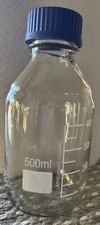 500mL graduated round media/storage glass bottle w/ GL45 polypropylene screw Cap