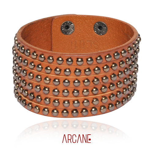 BRACCIALE UOMO DONNA BORCHIE IN PELLE MARRONE - Foto 1 di 3