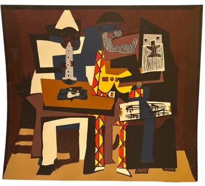 PABLO PICASSO VINTAGE POCHOIR 3 MUSICIANS FIGURE PORTRAIT CUBIST