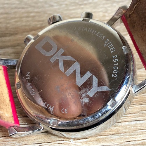DKNY Hot Pink Y2K Leather Band Ladies Chronograph Watch NY-4929 - Picture 9 of 11