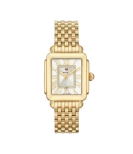 Michele Deco Madison Mid Gold-Tone Roman Numeral Diamond Dial Watch MWW06G000014