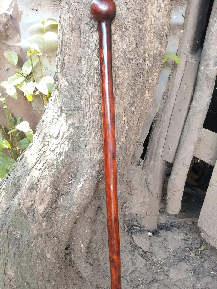 Original 1920 Estilo Africano Palisandro Hierro Caoba Caminar Senderismo Bastón Ambi Foto 2 de 4