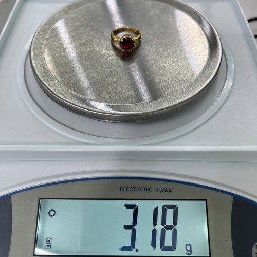 9ct 9k Yellow Gold Created Red Ruby And Diamond Ladies Ring Size O. Brand New - Picture 12 of 12