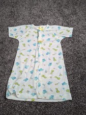 Vtg 60s Sleeper Gown Baby Footless Button Down One Size Balloon Giraffe Elephant