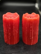 Set Of 2 Red Real Wax Battery Operated Candle...