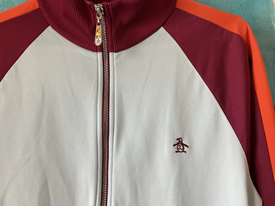 CHAQUETA PINGÜINO ORIGINAL de Munsingwear cremallera completa rojo oscuro y naranja azul pálido M Foto 3 de 4