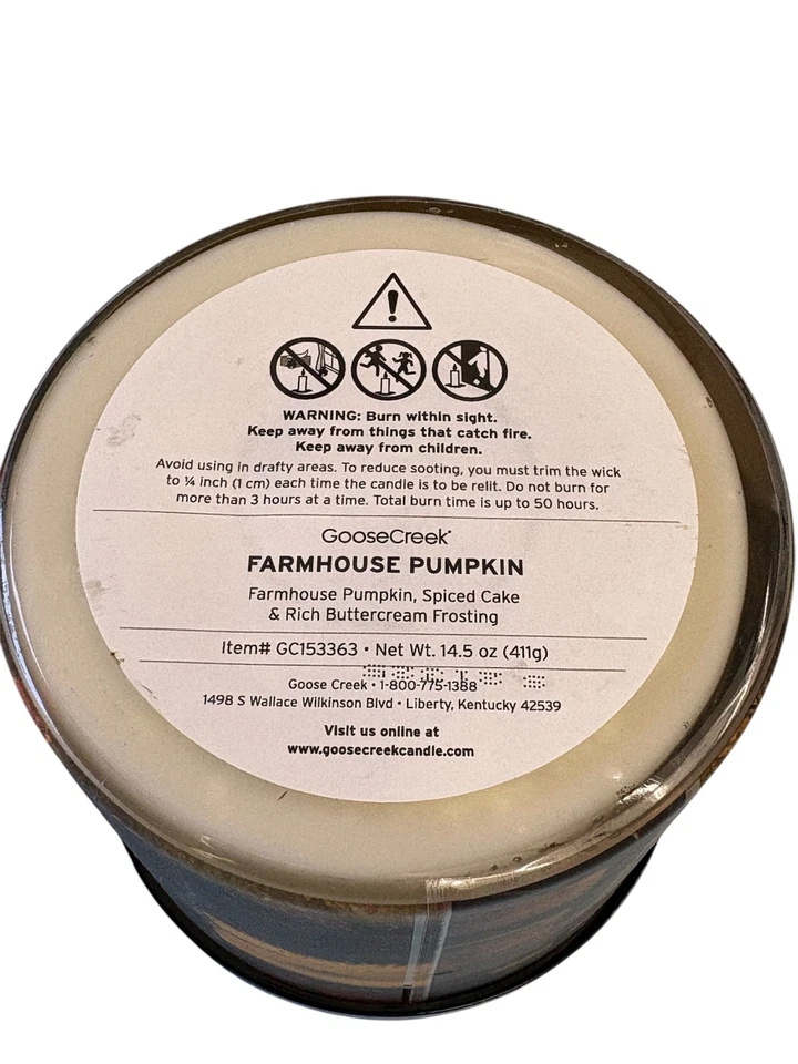 Goose Creek Farmhouse Pumpkin Candle 3-Wick 14.5oz. Jar Candle PRE-OWNED - Image 3 of 4