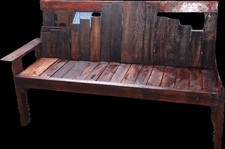    Unique Handmade Bench Reclaimed Wood - Rustic Industrial Style -