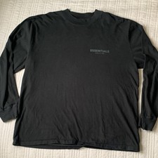 Fear of God Essentials Men's Black Long Sleeve Crew Neck Cotton T-Shirt XL