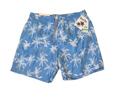 Men's Trunks Surf Swim Co. Blue White Palm Tree Swim Trunks L