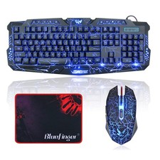 BlueFinger Gaming Keyboard Mouse Combo Blue