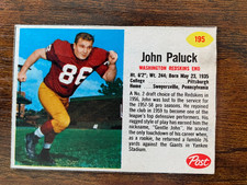 1962 Post Cereal Football - Washington Redskins - Bosseler, Horner, Paluck VG/EX