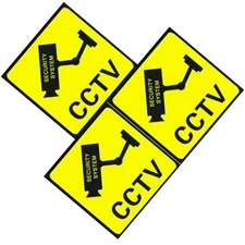 3 Pcs Lot Home CCTV Surveillance Security Camera Sticker Warning Decal Signs F