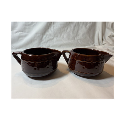 Marcrest Daisy Dot brown stoneware creamers Set of 2 
