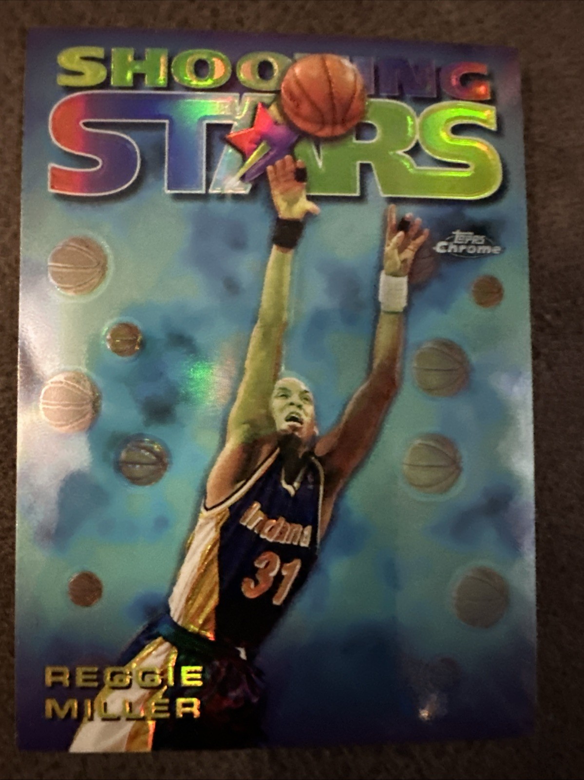 1997-98 Topps Chrome Reggie Miller Season's Best Shooting Stars REFRACTOR