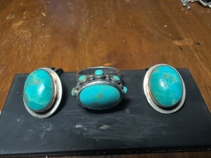 Oval Turquoise Sterling Silver 925 Indigenous American Size 9