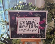 STAMPIN UP CARD KIT- HAPPY NEW YEAR  Makes 4-Set #25.545
