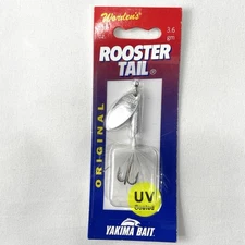 Yakima Bait Worden's Rooster Tail 1/8oz. UV Coated White Silver  *NEW*