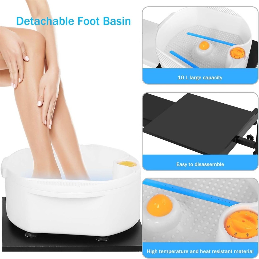 Reclining Pedicure Chair No Plumbing 360° Swivel Hydraulic Nail Salon Spa Chair