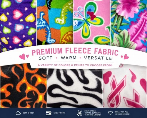Fleece Fabric per yard - Choose Your Color or Print - product listing photo