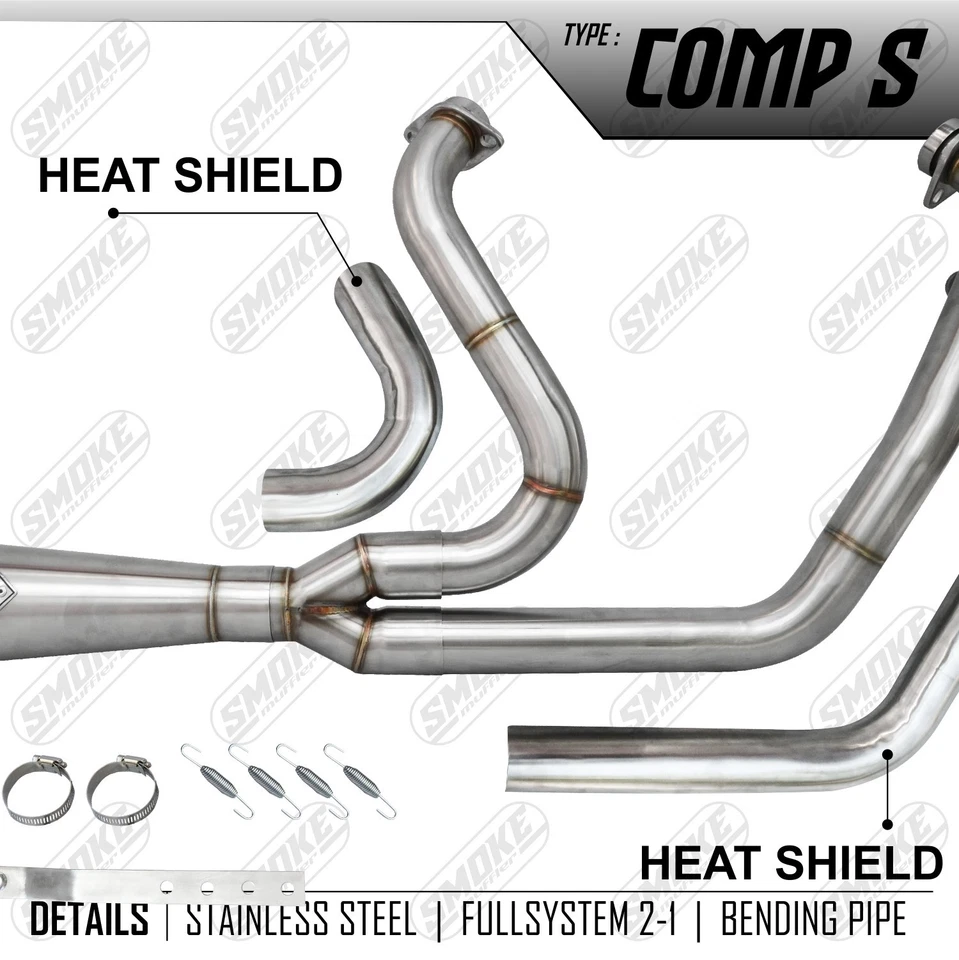 Fit For 2007-2016 Harley Davidson Softail Deluxe Custome Exhaust Pipe 2-1 - Изображение 2 из 4