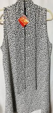 JeyRey Womens Black & White Floral Print Sleeveless Dress With Tie Size 1X