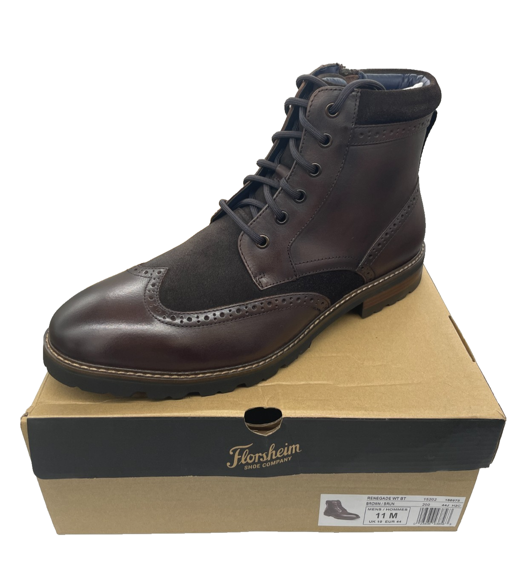 Florsheim Men's Renegade Wingtip Boot Brown Leather Size 11