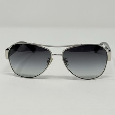 Coach HC7020 Olivia Aviator Sunglasses Silver Black 58mm Grey Gradient W/Case