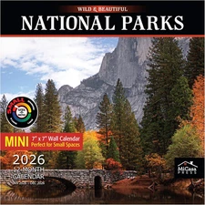 MICASA National Parks 2026 Mini Wall Calendar, 12-Month, 7x14, Giftable, Compact
