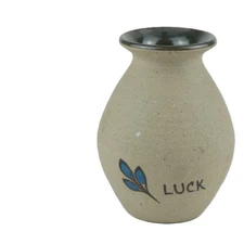 Miniature Luck 3.5” Stoneware Vase – Tonala-Style Studio Art Pottery W Mark
