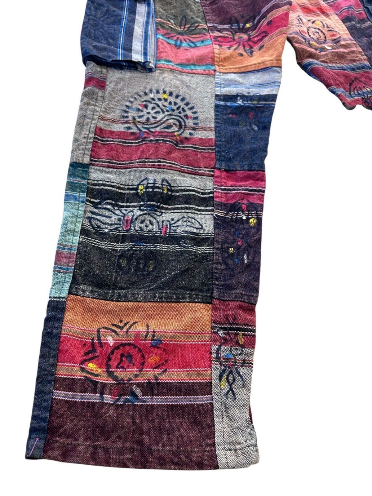 Rising International Patchwork Pants M Cargo Boho… - image 2