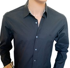 Burberry Long Sleeve Men's Dress Shirt Casual Black Medium