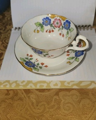 Aynsley England Cup & Saucer Flowers Branches Retro Floral Vintage Teacup