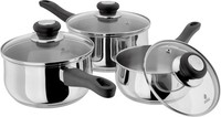 Judge Vista 3pc Saucepan Set Stainless Steel 16,18,20cm Induction Oven Safe Lids