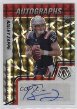 2022 Panini Mosaic Rookie Choice Fusion Red & Yellow Prizm Bailey Zappe Auto v9t