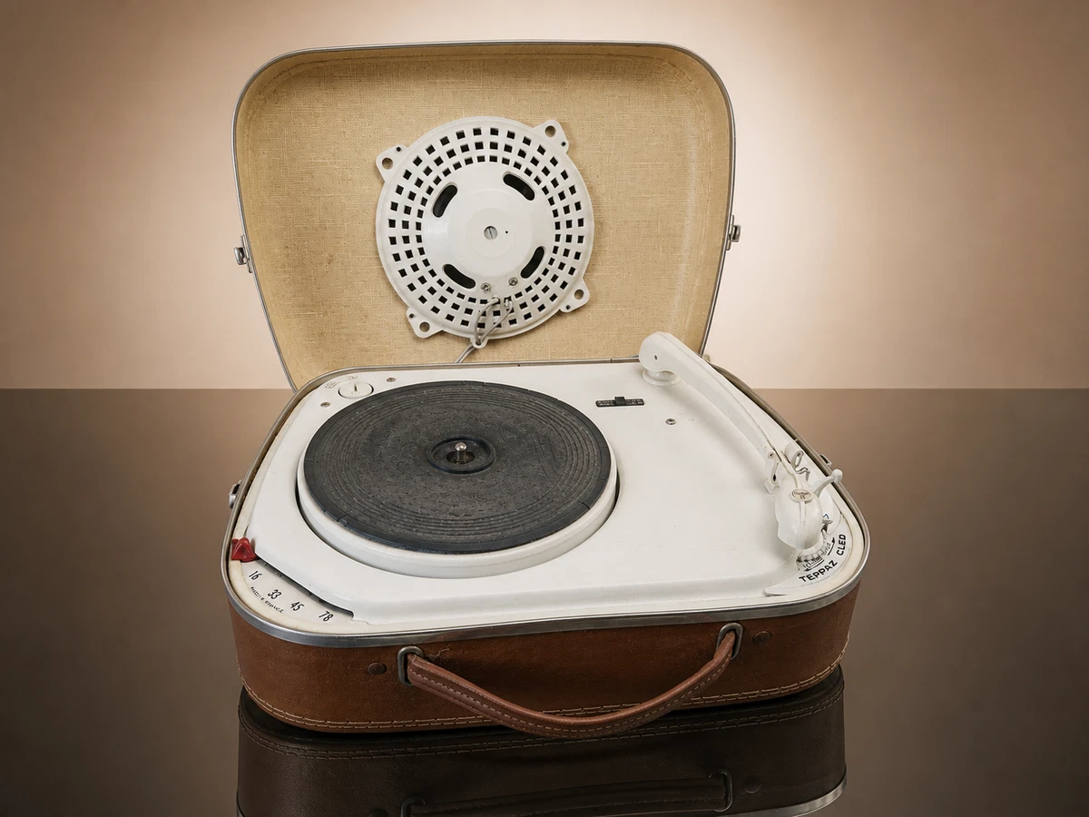 ÉLECTROPHONE TEPPAZ CLÉO 1968 TOURNE-DISQUE VALISE 4 VITESSES VINTAGE FRANCE