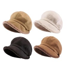Warm Lined Beret Vintage Stylish Beret Flat Cap for Daily Vacation Driving