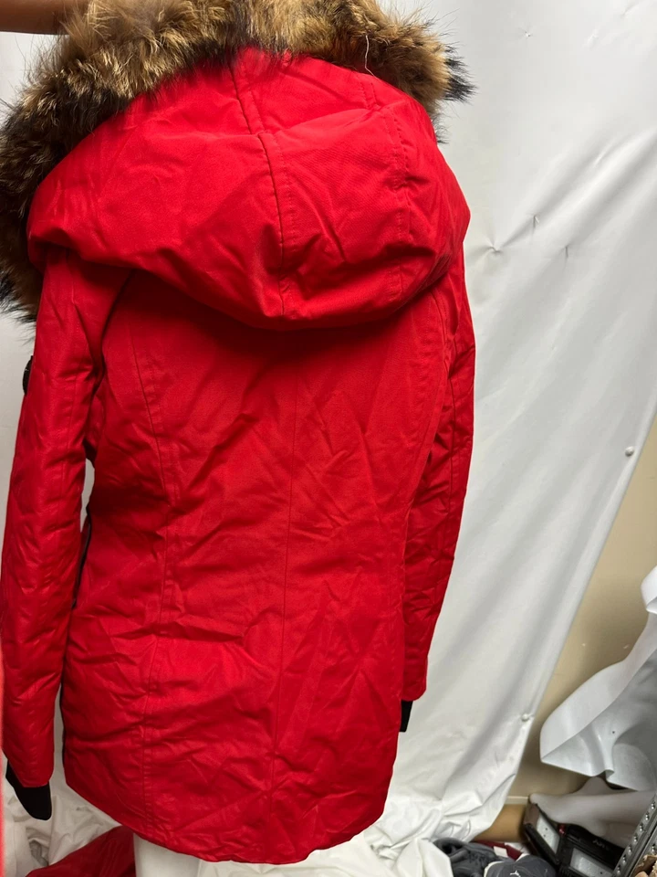 Auténtica parka de plumón para mujer Rudsak Montreal de piel, color rojo, talla XL, nueva Foto 4 de 4