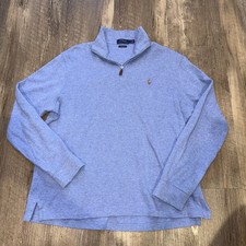 Polo Ralph Lauren Pullover Sweater Men Size Large Heather Blue Estate Rib
